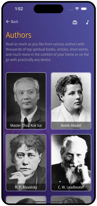 Oneness App screen - book authors