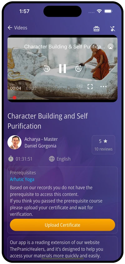 Oneness App screen - media player
