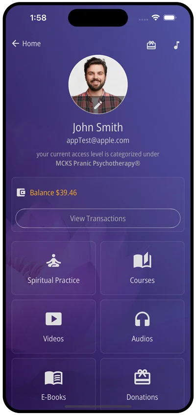 Oneness App screen - my stuff and profile